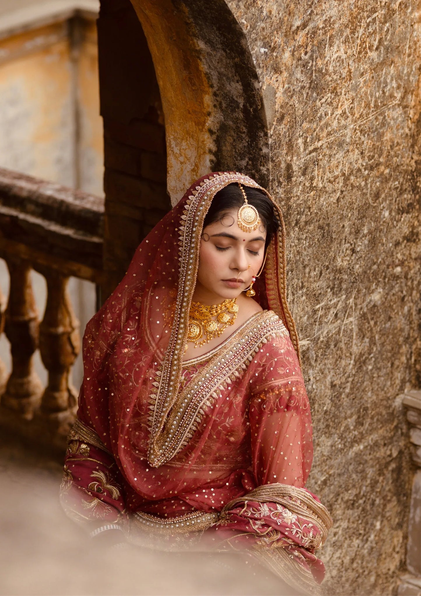 Mehroonisa with Double Dupatta